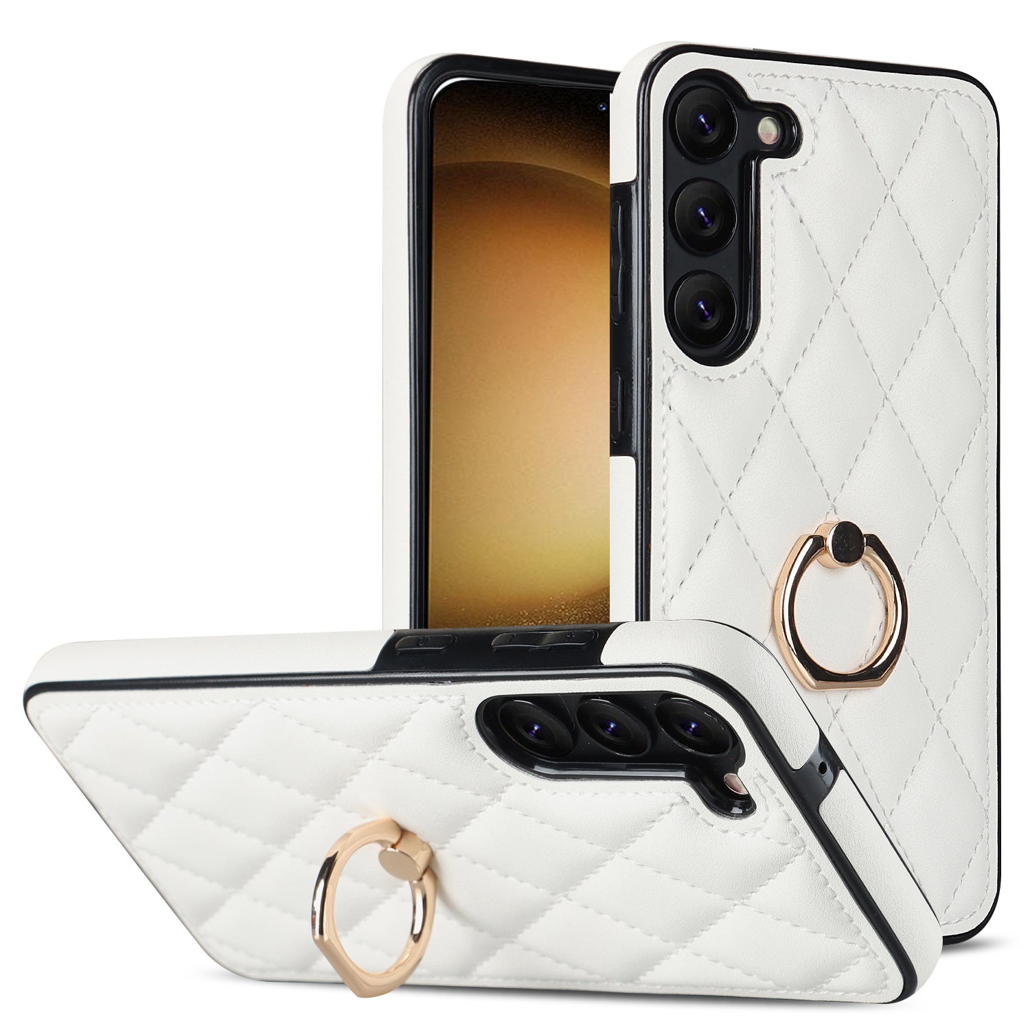 For Samsung Galaxy S23 PU Leather TPU Phone Case Imprinted Rhombus Grid Pattern Kickstand Anti-Scratch Cover For Samsung Galaxy S23 PU Leather TPU Phone Case Imprinted Rhombus Grid Pattern Kickstand Anti-Scratch Cover